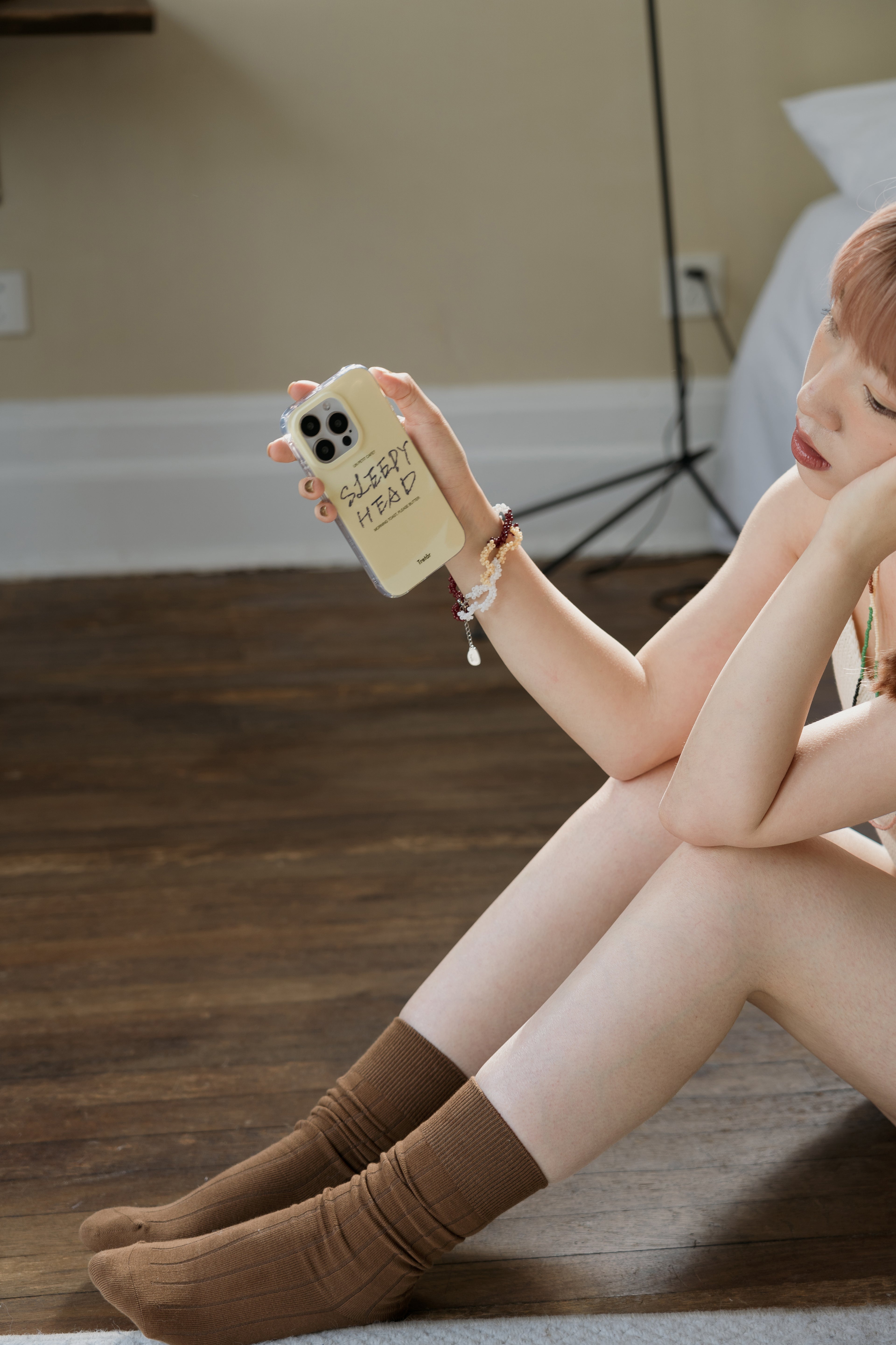 Beige Sleepy Head Magnetic Phone Case