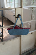 Misty Blue Raffia Baguette Bag