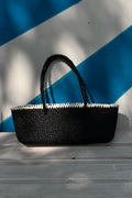 Black Raffia Baguette Bag